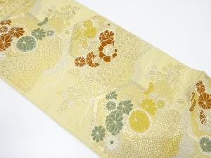 アンティーク　亀甲に菊・牡丹・古典柄織り出し袋帯（材料）